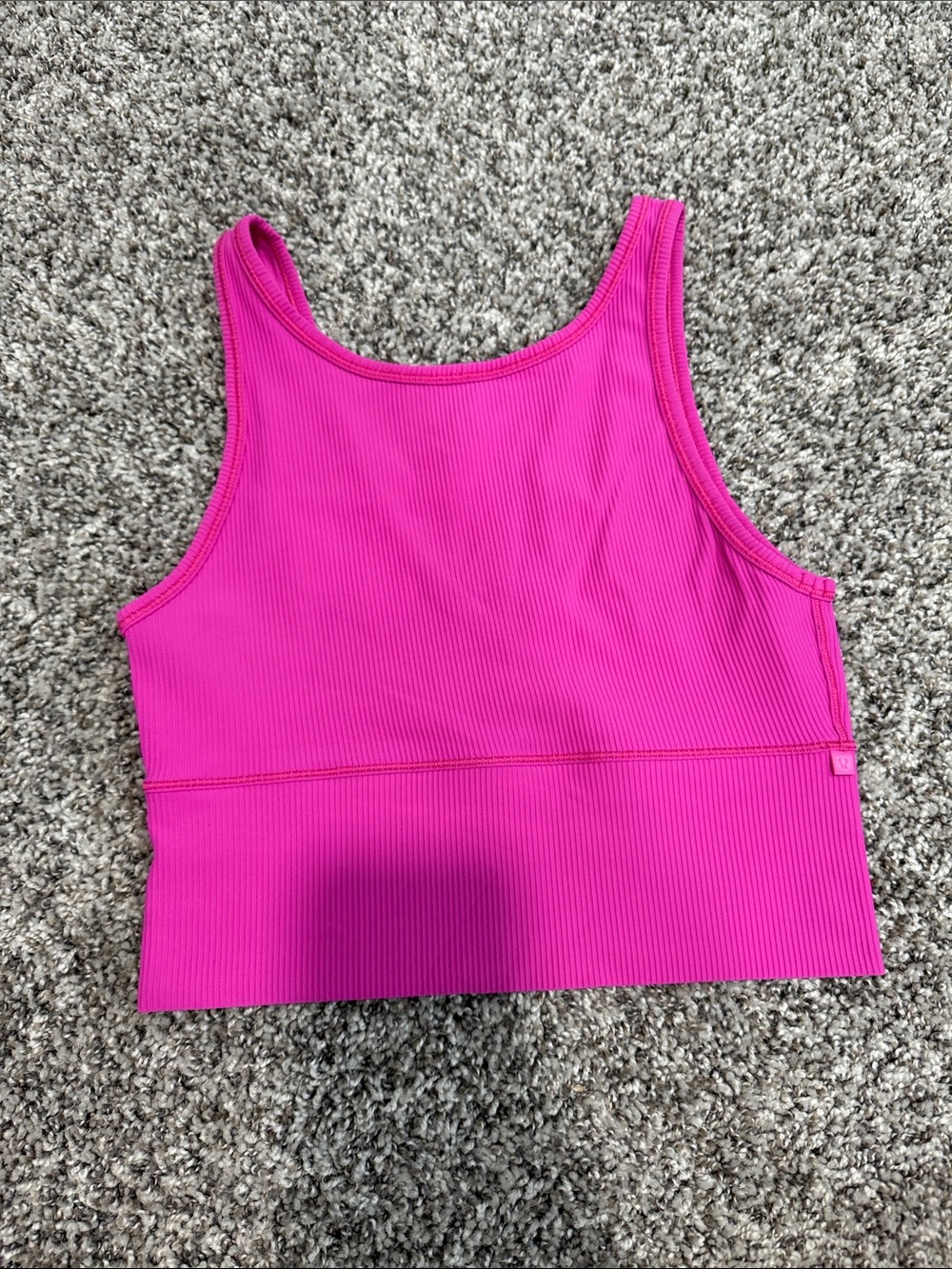 Women's Hot Pink Ribbed Swim Crop Tank